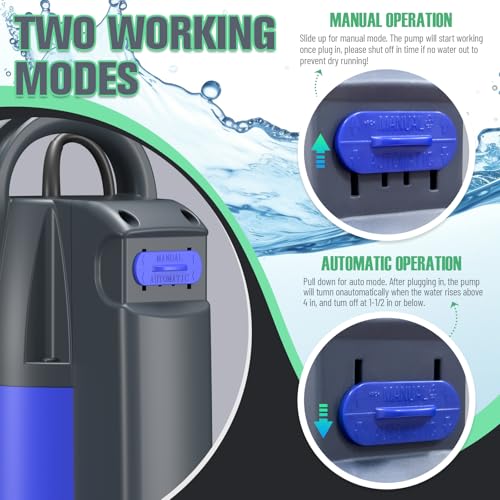 Image of Submersible Water Pump Automatic Sump Pump 1HP 4500GPH Built-in Float Switch Portable Utility Pumps with Adapters for Pool Draining Hot Tub Rain Barrel Flooded Basement