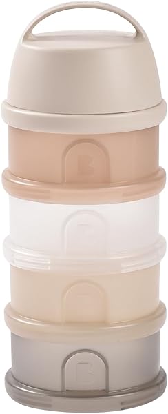 BÉABA, Boite doseuse de Lait en Poudre Empilable, 100% Hermétique, 4 Compartiments, Made in France, Grande contenance, Usage Evolutif, Facile à transporter, Translucide Argile - 1