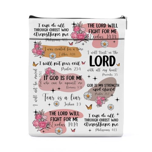 Bible Book Sleeve for Women - Christian Book Cover with Zipper for Paperbacks & Hardcover