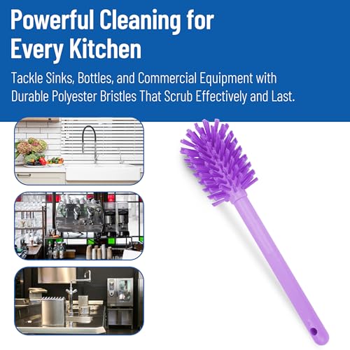 Image of SPARTA Large Water Bottle Brush Ideal for Wide-Mouth Jars, Bottles and Tumblers, Dishwashing Tool with Handle for Home and Commercial Kitchens, Plastic, 12 Inches, Purple