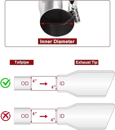 Miniatura 3 de Upower Punta de escape diésel que gira hacia abajo 4 pulgadas entrada 5 "diámetro de salida 16" de largo acero inoxidable 304 perno en el tubo de