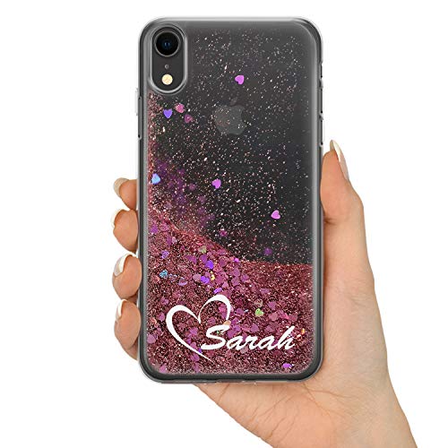 Tullun Handyschutzhülle für iPhone Modelle mit echtem Flüssigglitzer, personalisierbar, Thermoplastisches Polyurethan Polycarbonat, Rotgold und weiße Schrift, iPhone 5 / 5s/ SE