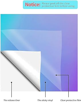 HTVRONT Holographic Vinyl - 12 Sheets 12 x12 Holographic Permanent Vinyl for All Cutting Machine - Easy to Weed & Transfer Iridescent Craft Adhesive Vinyl Sheets