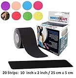 MUSCLE FIX Kinesiology Recovery Sports Athletic Injury Therapeutic Support Precut Strips Tape Roll (20 Strips 10 in X 2 In / 25 cm x 5 cm)