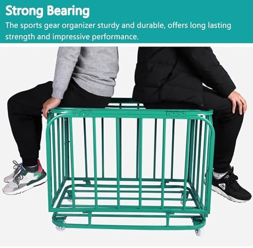 Heavy-Duty Ball Storage Rack on Wheels, Lockable Metal Cage for Playground & Kindergarten, Extra Large Capacity Sports Equipment Organizer