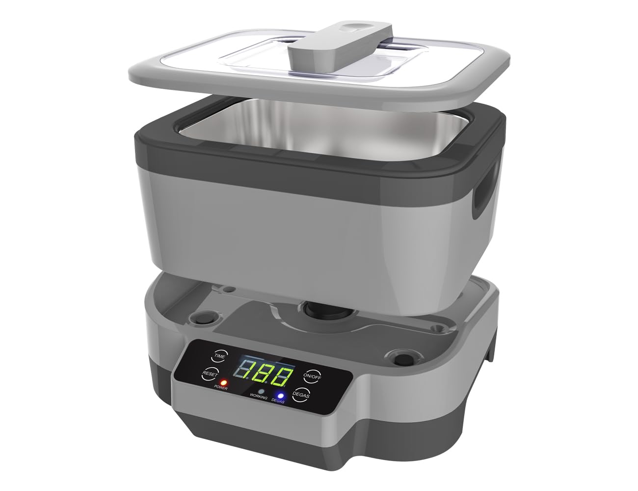 BPAC Limpiador ultrasónico con tanque de 1,2 litros 70 vatios para uso doméstico ocasional, máquina ultrasónica para joyas y objetos pequeños - Depósito desmontable