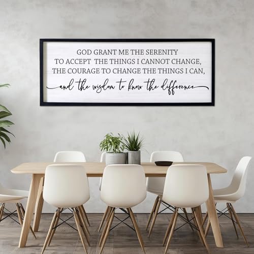 Serenity Prayer Rustic Bible Verse Framed Wall Art, 40''×15'' Positive