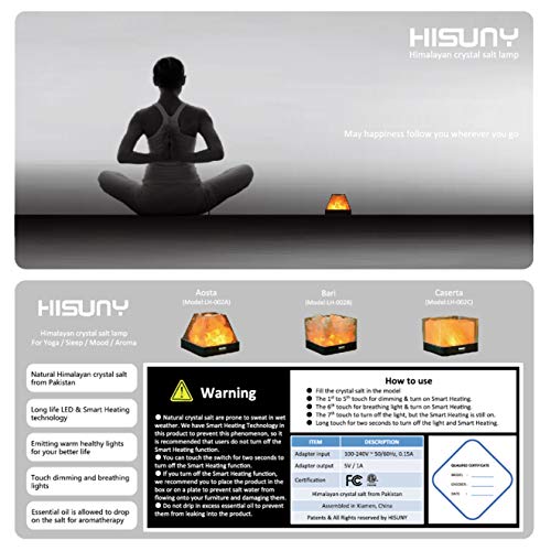 Hisuny Mini Himalayan Salt Lamp Usb Desk Light Natural Crystal Salt Rock Cute Aesthetic Led Lamp For Desk Sleep Bar Yoga Night Light Meditation Dimmable Decor Lamp Gifts - Model Bari #TOP6