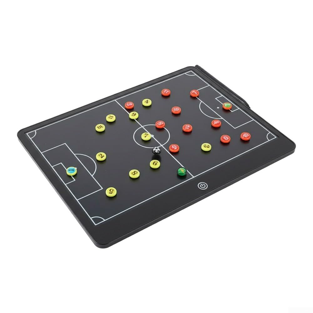 Tavola magnetica elettronica per allenatori di calcio, 1 set, lavagna strategica per calcio, basket, pallavolo, display LCD trasparente con un clic con forti marcatori magnetici, strumento di