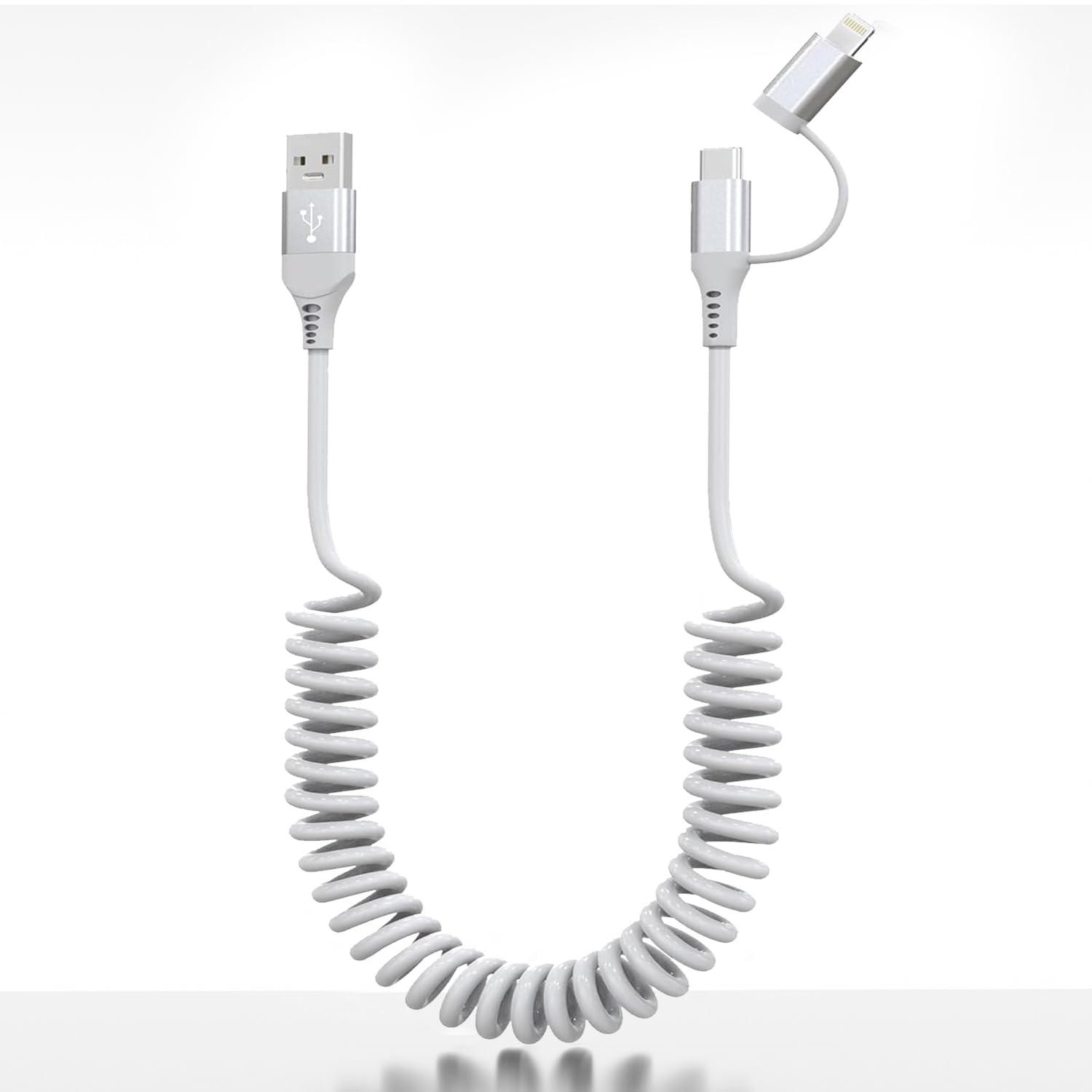 Cable USB C y Lightning elástico que evita enredos al conectar Android Auto 8