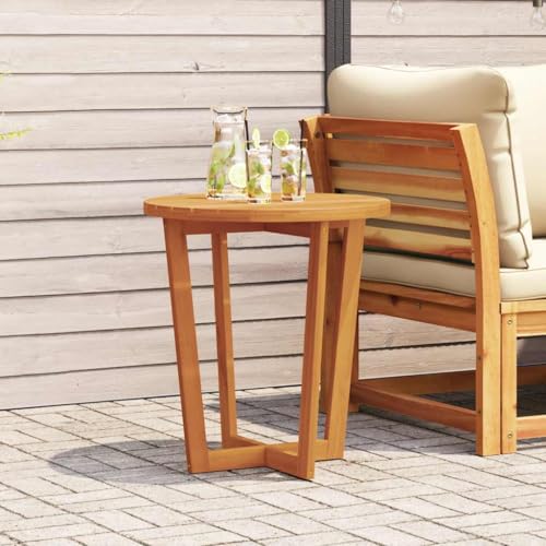Mesa auxiliar de jardín de madera estable para terraza exterior 2