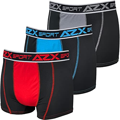 AZX - Set di 3 boxer da uomo, in microfibra mesh, leggero e traspirante, vestibilità sportiva, mantenimento e comfort, colori assortiti multicolore L