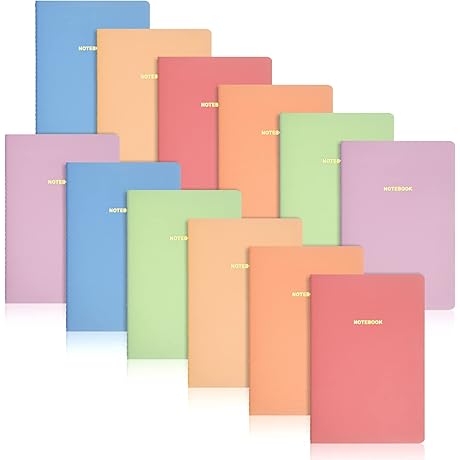 12 Pack A5 Softcover Pastel Notebook Set for Writing