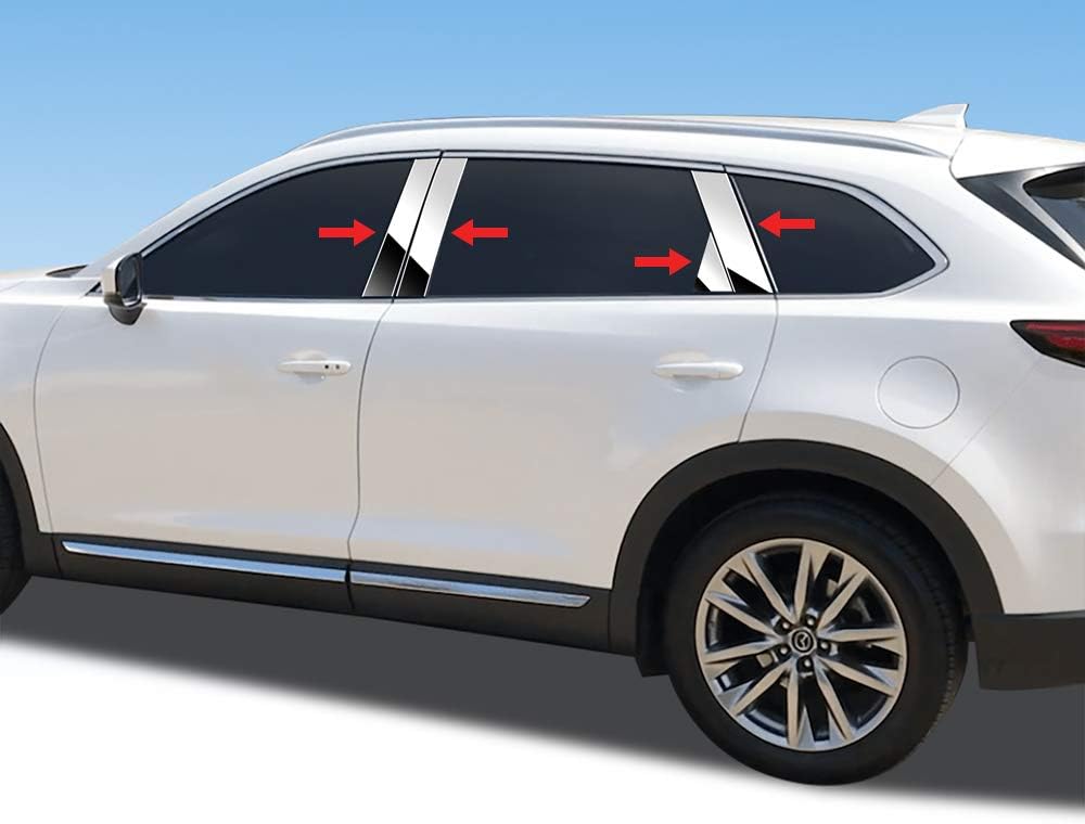 Tyger Auto Made in USA! Compatible with 2016-2024 Mazda CX-9 Chrome Stainless Steel Pillar Post Trim 8PCS