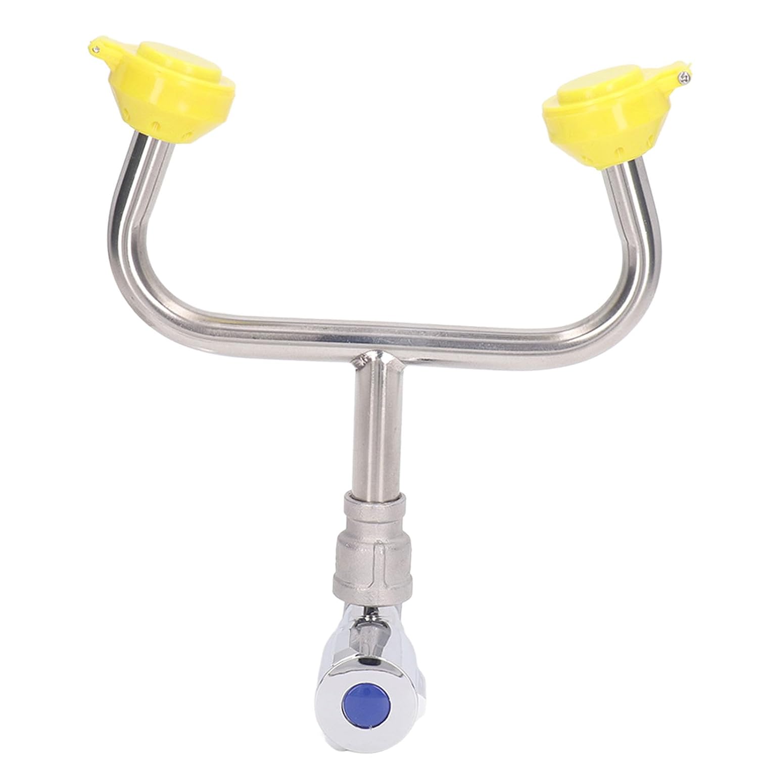 Faucet Mounted Emergency Eyewash Station Continuous Flow 2 Inflatable Nozzles with Flip Top Dust Cover 304 Stainless Steel for Office Use