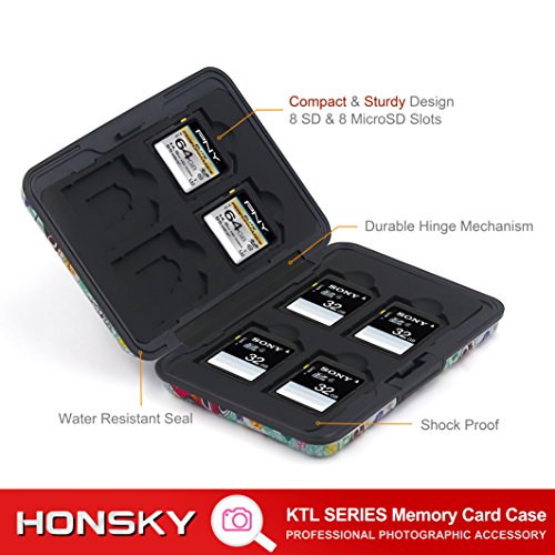 Honsky 2 Set Aluminum Water Resistant UHS-I SD Micro SD SDHC SDXC SecureDigital Memory Card Carrying Case Holder Organizer Box Keeper Computer Camera Media Storage Organization, Butterfly