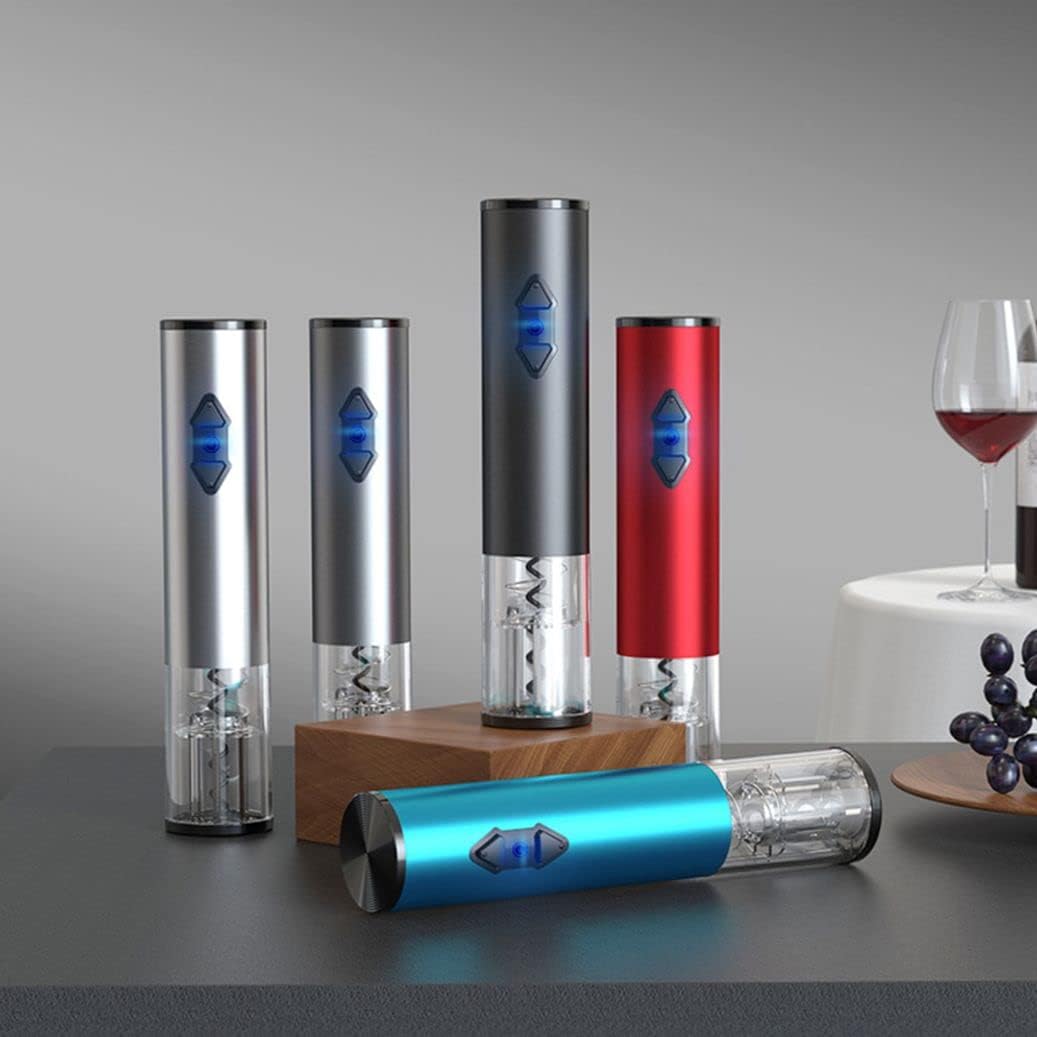 Electric Wine Bottle Openers Set with Light, Automatic Corkscrew Opener Battery Powered Motorized Cordless Puller Combo, Electric Wine Bottle Corkscrew Opener with Foil Cutter, Red