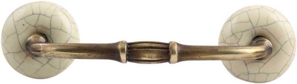 Indian Shelf 4 Pack Cream Decorative Drawer Pulls Unique Cabinet Handles for Door Dresser Antique Hardware 6" Hole to Hole -BH-532-CRACK-86