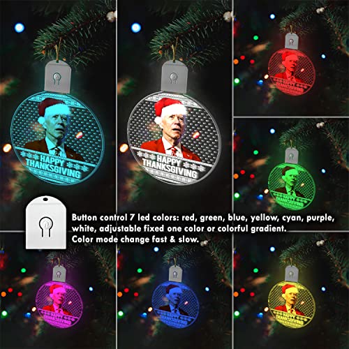 Urvog Happy Thanksgiving Funny Biden Ugly Christmas Led Acrylic Ornament Keepsake - Biden Led Light Christmas Ornament, Led Acrylic Ornament, Pack 10 #TOP6