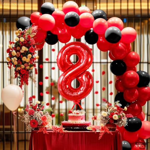 Image of KatchOn, Giant Red 8 Balloon Number - 40 Inch | Number 8 Balloon