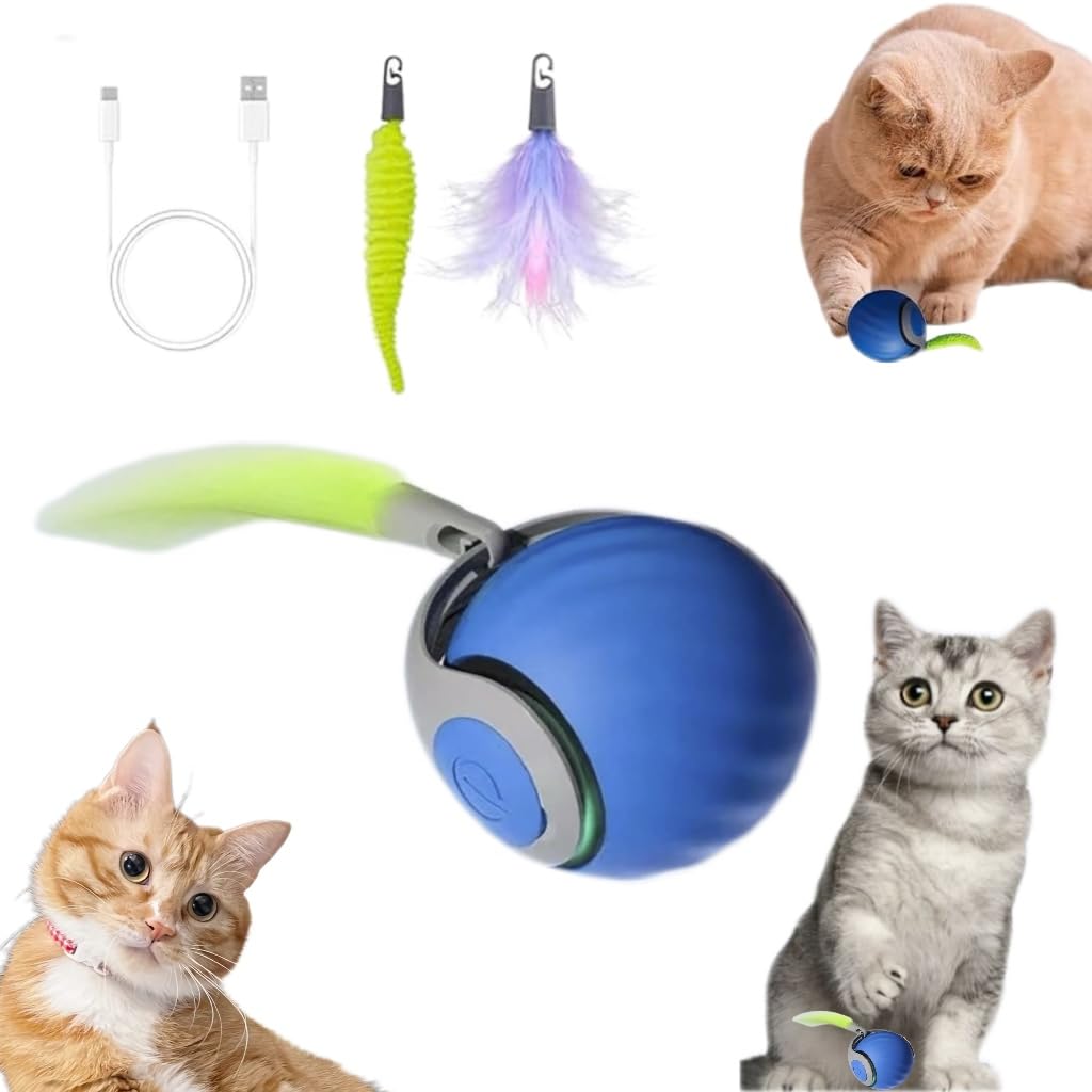 Speediest Tail 2.0 Katzenspielzeug, interaktives Katzenspielzeug, Katzenspielzeug für Indoor-Katzen, Chewie viraler Katzenball, verstellbares Sport-Rollspielzeug, elektrischer Rollball