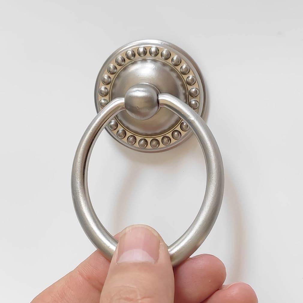 Nickel Drawer Pull Ring Drawer Knob Single Drop Pull Rings Knob Drawer Pull Pendant Dresser Pull Handles (10)