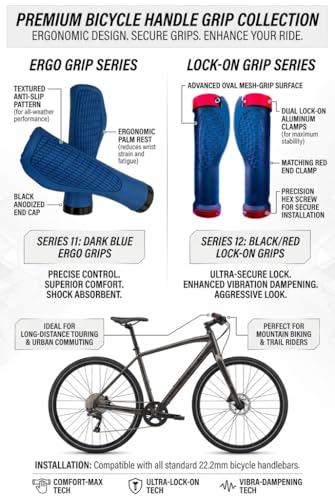 Image of Wavva Bike Handlebar Grips, Bicycle Handle Bar, for BMX, Mountain, MTB, Beach Cruiser, Scooter, Folding Bike, Soft Non Slip Rubber Hand Grip Comfortable.