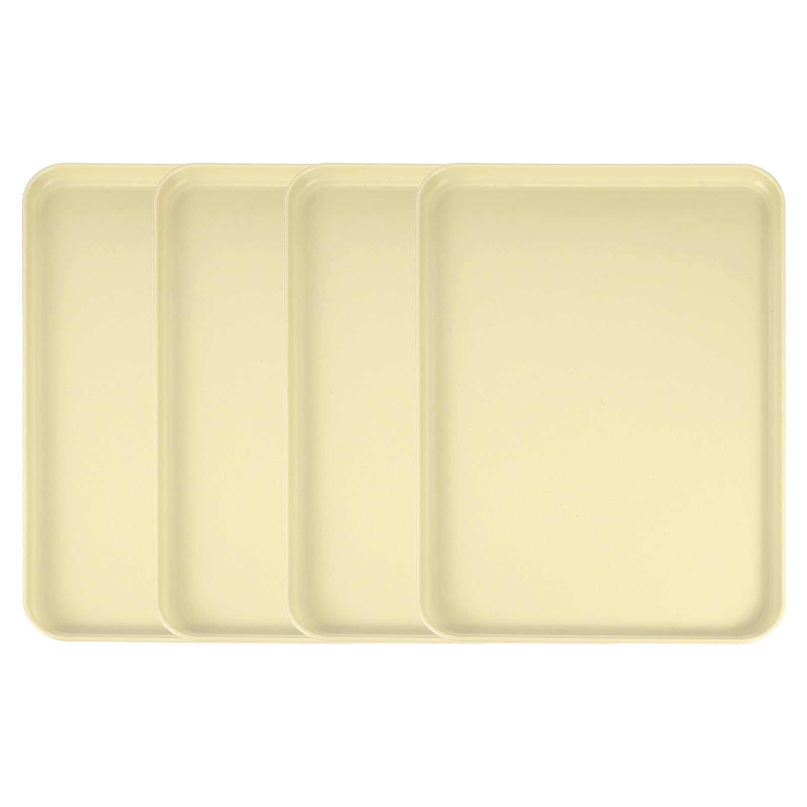sourcing map 4Pcs Plastic Serving Trays, 15 x 10.6 Inch Rectangle Food Trays Serving Cafeteria for Kitchen Restaurant Coffee Fruit Burger Lunch Dessert, Light Yellow