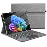 MoKo Case for Microsoft Surface Pro 12 Inch 1st Edition 2025, Lightweight Protective Business Cover with Multi-Angle Stand & Stylus Holder, Compatible with Type Cover Keyboard, Gray