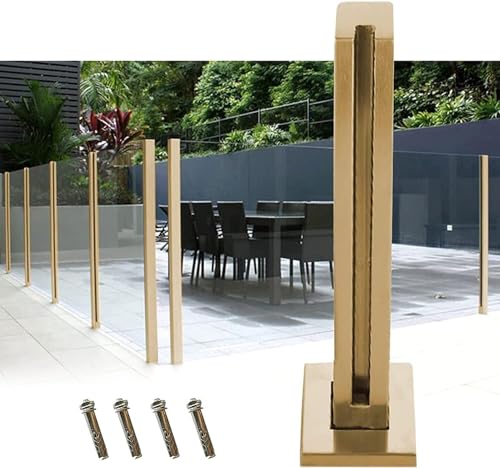 Poteau de balustrade en verre carré doré terrasse extérieure