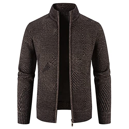 Cardigan tricot mince homme anti-froid manteau pull-over épais col montant ajustable