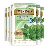 Twinings Peppermint with Probiotics Herbal Tea, 18 Count (Pack of 6), Supports Healthy Digestion, Naturally Caffeine-Free, Enjoy Hot or Iced, 108 Teabags