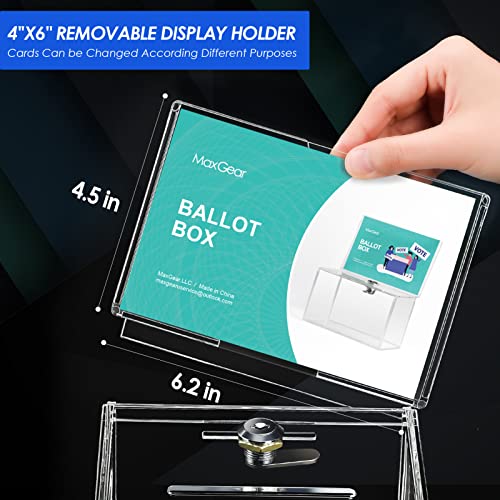 Maxgear Acrylic Donation Box With Lock And Sign Holder, Clear Ballot Box Donation Boxes For Fundraising (6.25" X 4.5" X 4") With Lock - Clear #TOP1