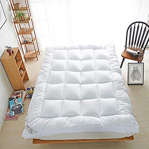 Velvet Feather and Premium Alternative Overfilled Mattress Topper 100% Cotton Fabric Mattress Pad So
