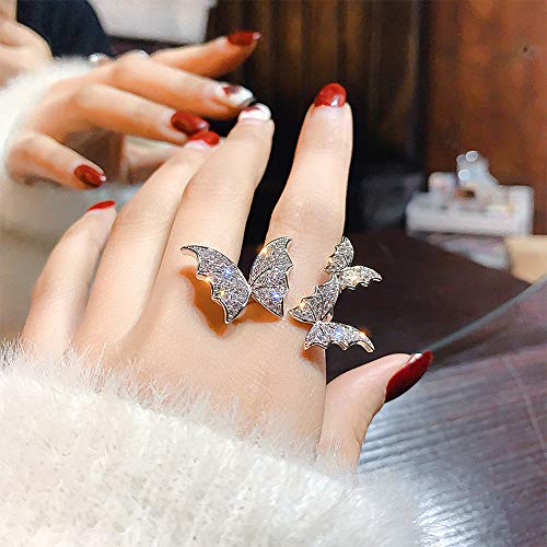 Aimimier Cubic Zirconia Butterfly Ring Sparkling Crystal Bow-Knot Knuckle Ring Wedding Jewelry For Women And Girls #TOP1