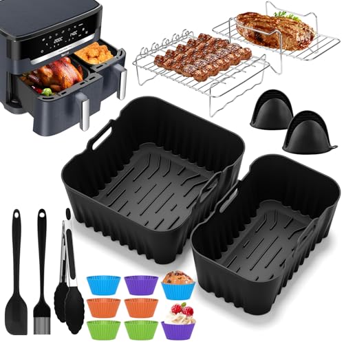 Accesorio para freidora de aire caliente Tefal EY942B, forma de silicona perfecta, juego de freidora de aire caliente para Tefal Dual Easy Fry XXL 11L (6,5 L + 4,5 L), accesorio para airfryer molde de