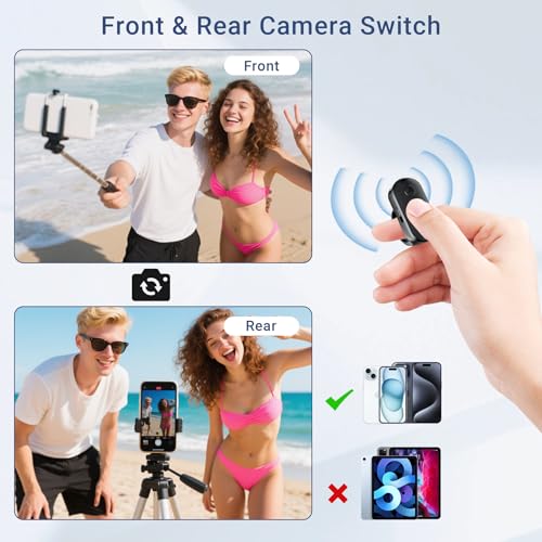 Wireless Ring Camera Remote Shutter with Zoom for iPhone Android, Bluetooth Phone Shutter Control with Front/Rear Camera Switch,Hands Free for Tiktok YouTube Photo & Video Recording Content Creator - Thumbnail 4