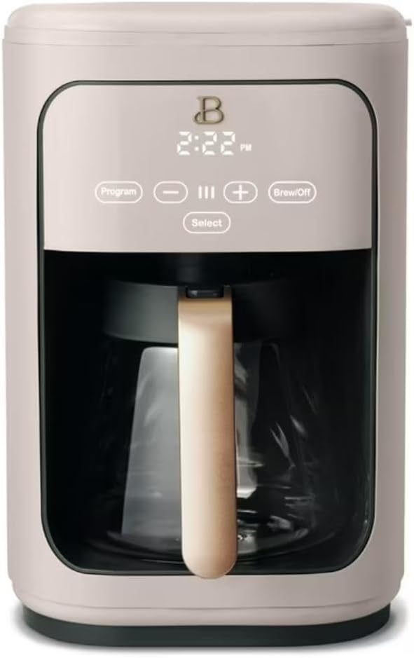 14-Cup Programmable Drip Coffee Maker Touch-Activated Display 1200W Auto-Brew by Drew Barrimore (Porcini Taupe)