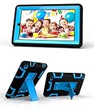 Fire 7 case, Fire 7 2015 case, Asstar 3 in 1 Hybrid Shockproof Impact Resistant Armor Kickstand Defender Protection Case for Amazon Fire Tablet (7 inch Display, 2015 Release Only) (Black azure)