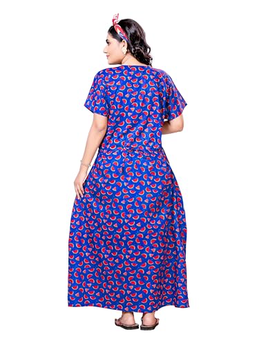 Image of PNAEONG Women's Printed Cotton Nighty, Gown Maxi - Free Size Watermelon, Blue