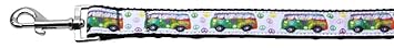 Mirage Pet Products Peace Bus Ribbon Dog Collar with 1-Inch by 6-Feet Leash
