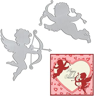 Valentine Cupid Arrow Background Metal Cutting Dies for Card Making, Love Angel Wing Die Cuts for Paper Craft Templates Em...