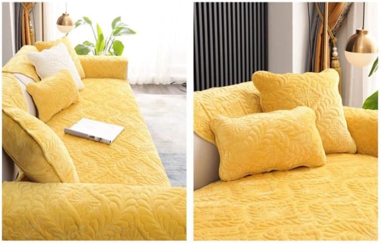 LUBOSE Velvet Sofa Covers, Washable Sofa Cover Protectors, Plush Sofa Covers, Sofa Protectors, Sofa Towels, Sofa Blankets(70 * 90cm, Yellow A)