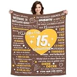 Geschenk zum 15. Geburtstags Mädchen Decke Jugendliche Personalisierte Geschenkidee für 15-jährigen Jungen Geburtstag Geschenk Tagesdecke Motivationssprüche Kuscheldecke 150x130CM (15. Geburtstag)