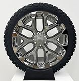 22 Inch Chrome Snowflake Replica Wheels Rims with Rugged Terrain Tires TPMS Fits 2000-2024 Chevrolet Silverado Tahoe Fits 2000-2024 GMC Suburban Sierra Yukon SET of 4