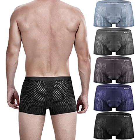 Zueauns Men's Boxer Shorts Ice Silk Mesh Underwear Seamless Retro Shorts Breathable Underwear 3-5 Pack, Colour: 1, S Cover