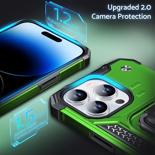 DASFOND for iPhone 16 Pro Case with Stand, Military Grade Full Body Protective Phone Case with 360° Rotatable Metal Ring Kickstand [Support Magnet Mount] Compatible with iPhone 16 Pro, Green by DASFOND - Used condition - CA$4.23