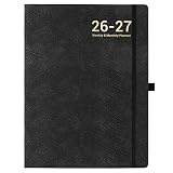 Planner 2026-2027 - Jul 2026 - Jun 2027, Planner Weekly and Monthly, Calendar Planner 2026-2027, 8.5' x 11', Leather Cover Planner with Thick Paper, Back Pocket with Notes Pages, Black