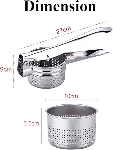 Miniatura 4 de Exprimidor de verduras de acero inoxidable, exprimidor de agua vegetal de metal con mango de silicona roja para exprimir líquido vegetal