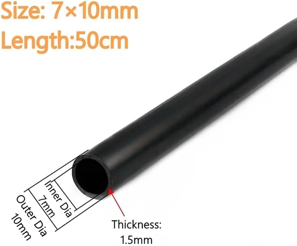 Black PVC Pipe for Aquariums, Fish Tanks, and Garden Irrigation - 50cm Length, 3-8PCS, OD 5-19mm, ID 2-16mm(8Pcsx7mmx10mm)